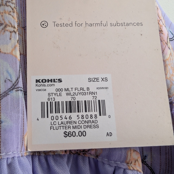 LC Lauren Conrad Lavender Floral Wrap Maxi Dress with Green Border Size XS - Picture 6 of 10